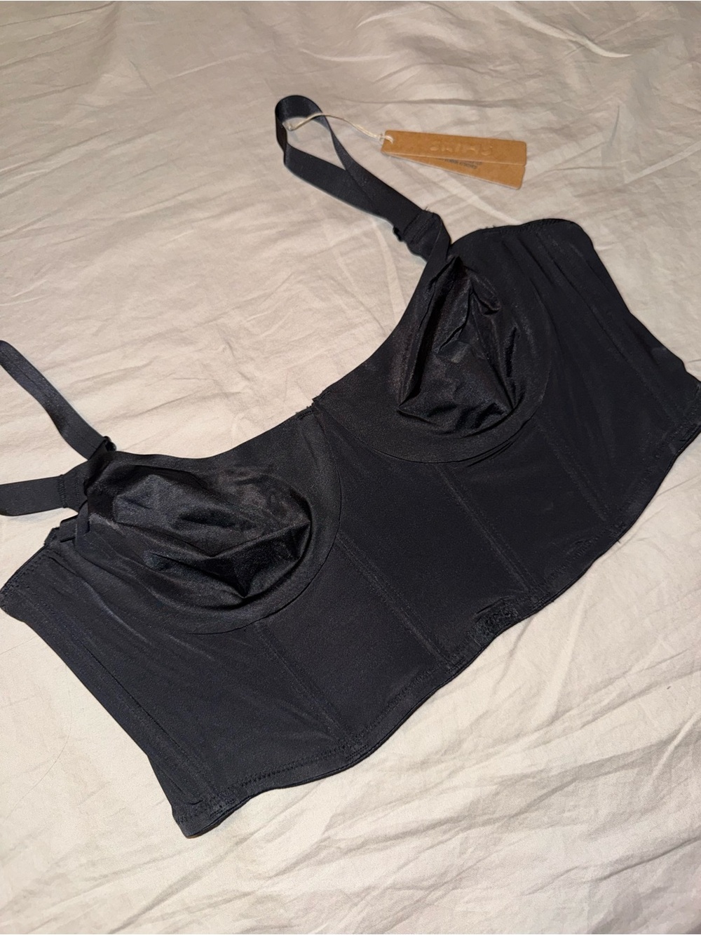 SKIMS Black corset style Longline Underwire Bra